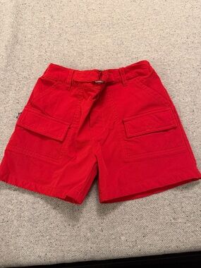 Kids Red Utility Cargo Shorts with Belt